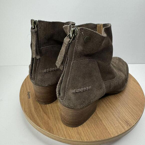 Brown UGG Womens Suede Heeled Ankle Boots With Back Zipper Size 9 Pre-Owned Leat - Picture 10 of 10
